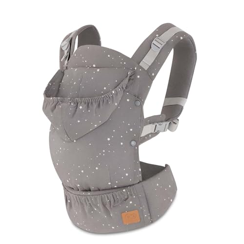 Kinderkraft Porte Bébé Érgonomique HUGGY, Sangles Réglables, Portage Av/Ar, Gris