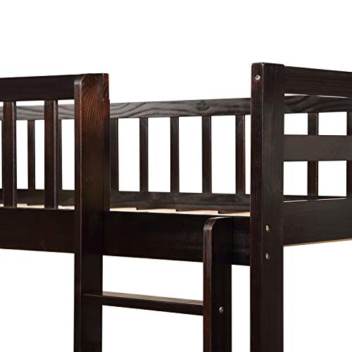 Harper & Bright Designs Twin Over Twin Bunk Bed With Trundle, Wood Bunk Beds With Safety Rail And Ladder, Twin Size Bunk Bed Frame For Kids ,Teens, Adults (Espresso) #TOP7
