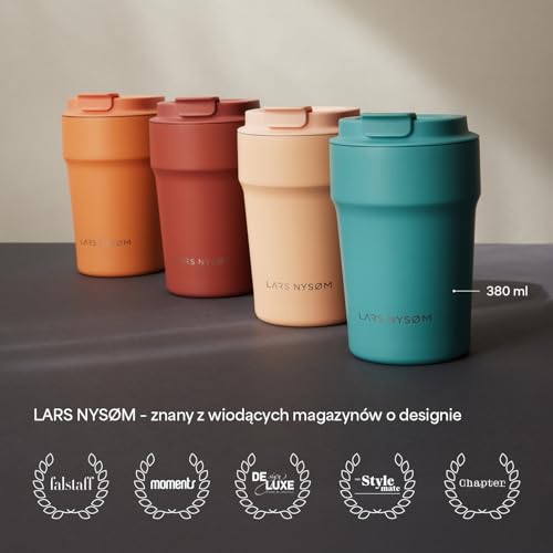 LARS NYSØM Kubek termiczny do kawy na wynos 500ml | Kubek podróżny 0,5 litra z izolacją | Szczelny kubeczek termiczny ze stali nierdzewnej do kawy i herbaty w podróży (Blush Rose, 500ml)