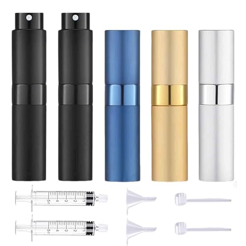 8ML Refillable Travel Perfume Atomizer, Leak Proof Empty Cologne Spray Bottle, Portable Sprayer Travel Essentials for Men Women, 5-Pack