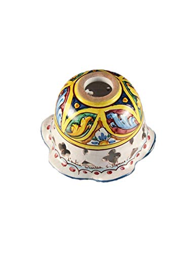 Piatto in ceramica ricambio per lampadario applique plafoniera firmato e decorato a mano dai maestri ceramisti di santo stefano di camastra decoro stella