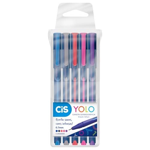 Caneta Esferográfica - CIS YOLO - Estojo com 5 unidades