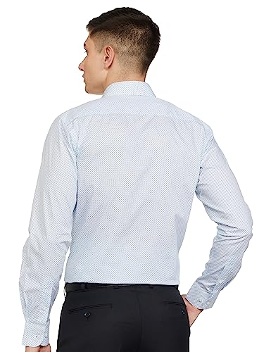 Image of Raymond Men's Pure Cotton Print Pattern Slim Fit Semi Cutaway Collar Full Sleeve Formal Shirt