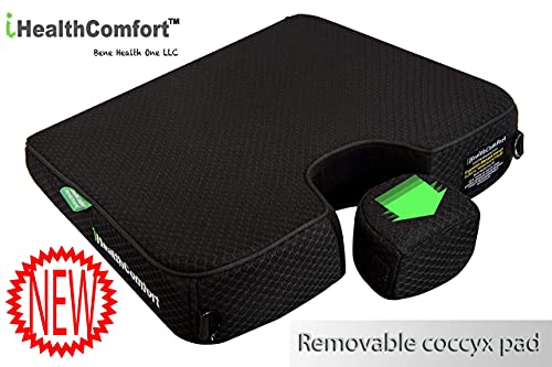 Ihealthcomfort Portable Wedge Cushion Memory Foam Office Chair Pad Tailbone Stress Pain Relief Car Truck Seat Cushion (16X13.7Inches) #TOP2