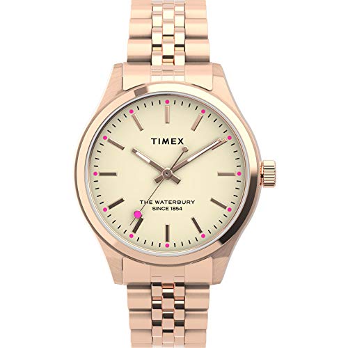 Timex Women's Waterbury Neon 34mm Analog Quartz Stainless Steel Strap, Rose Gold, 16 Casual Watch (Model: TW2U23300)