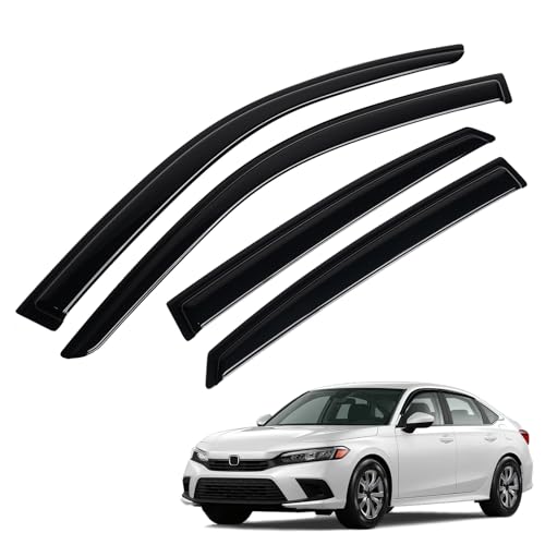 Image of Civic Rain Guard - Window Visors for Honda Civic Hatchback 2022-2025 2026, Out-Channel Side Window Rain Guards for Civic Accessories, 4PCS, Black, Car Accessories
