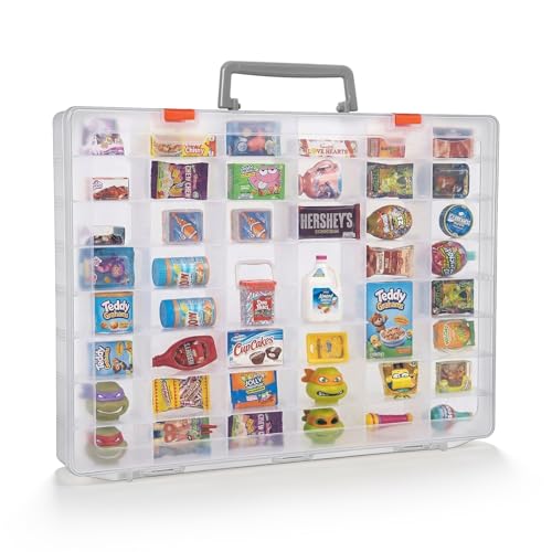 Organizer Box Compatible with Mini Brands Collectibles 48 Grids Clear Plastic Box with Removable Dividers and Latch Opening Ideal for Display and Storage of Mini Brands Toys Travel Friendly