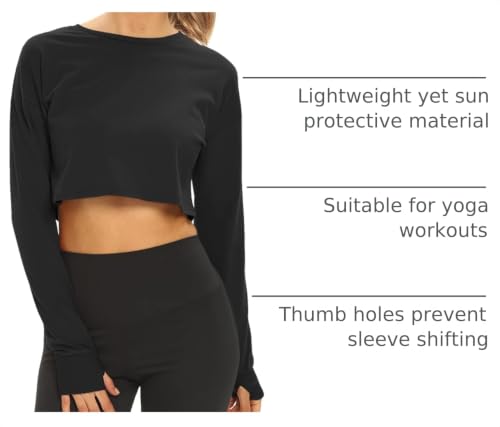 Mippo Long Sleeve Crop Tops Workout Athletic Gym Sweat Shirts for Women