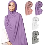 Cnbnd Hijab Scarves for Women 4 Pack,Large Size 31.5x67 inch Jersey Hijab for Women Soft Long Scarf Shawl Lightweight Muslim hijab scarf for women