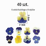 Yuannee 8 rodzajów naturalnie suszonych, 40 sztuk suszonych kwiatów wielokolorowych mix Viola Tricolor do dekoracji topperów na ciastkach, żywicy do biżuterii, wykonywania koktajli, rękodzieła DIY