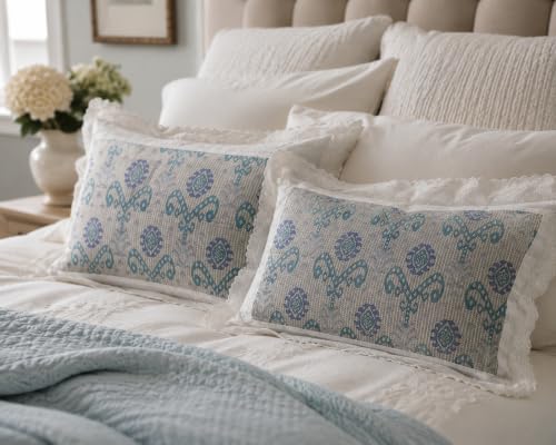 Image of VHC 100% Cotton Lace Pillow Cover /Case Set (Pack of 2)-Maroon (Nomadic bl)