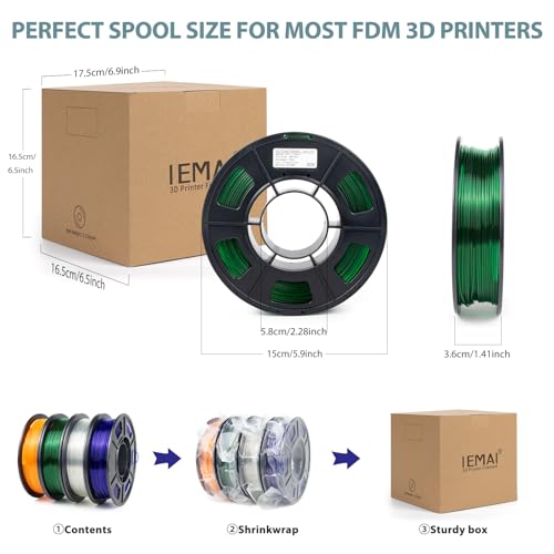 Image of IEMAI Transparent PLA Filament 1.75mm Bundle, Crystal Clear 3D Printer Filament 250g x 4 Spools Clear+Blue+Green+Orange, Neatly Wound for Lampshades, Home Decor & Creative DIY