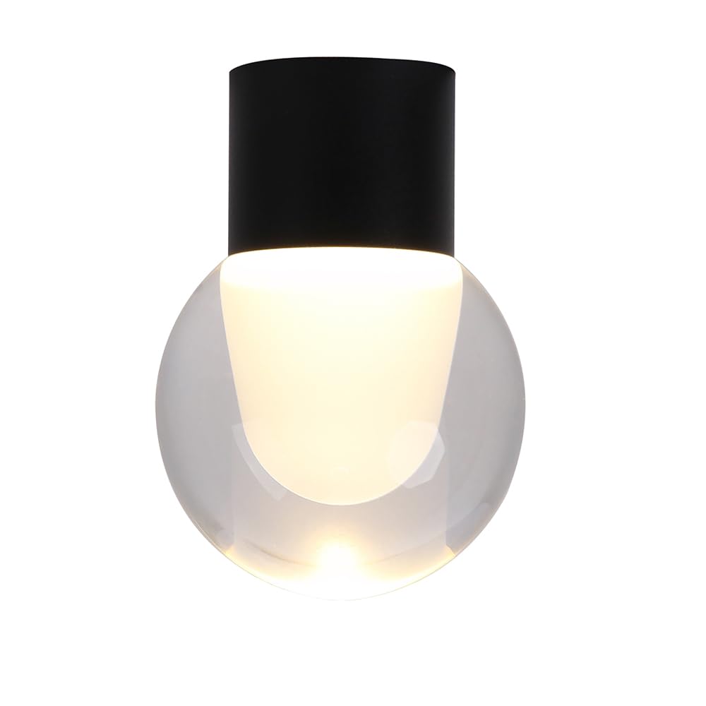 JC TOPAMini Globe Semi Flush Mount Ceiling Light Fixture, Small Close to Ceiling Light Fixture, LED Black Modern Indoor Flush Mount Ceiling Lights for Entryway Porch Corridor Stairway