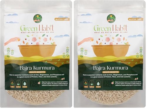 Image of Greenhabit Bajra KURMURA MURMURA aka Bajri Puff for Healthy Breakfast Snack Food (Pearl Millet Puff) (400 gm pack of 2)