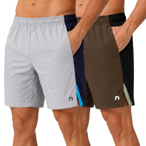 Image of NEVER LOSE Stylish Shorts for Men with Dual Color Design & Side Cut, Gym Shorts Men Workout, Running Shorts, Comfortable Sports Bermuda Shorts