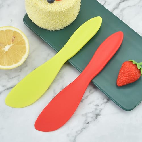 LSHEQYI 6 Pcs Plastic Butter Knife Versatile Butter Spreaders Kitchen Butter Knives Frosting Knives for Cheese Cream Icing Jam, Red, 7 x 1.4 Inch - Image 2