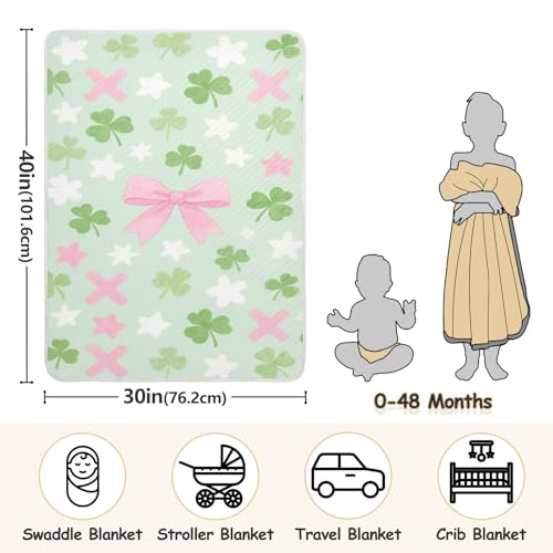 Custom Mint Green Clover Small Blankets Soft personalizadas para Dog Baby Blanket for Newborns, Infants, & Toddlers 30x40in Manta personalizada para3