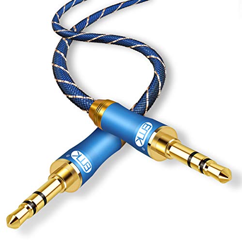 AUX Cable,EMK 3.5mm Nylon Braided Auxiliary Audio Cable [24KGold-Plated,Hi-fi Sound Quality] Tangle-Free AUX