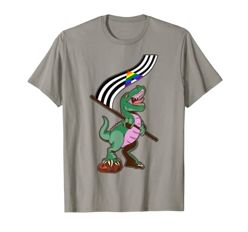 LGBTQ - Bandera recta de aliado LGBTQIA+ con dinosaurio, aliado recto Camiseta