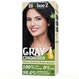 BioHueZ Permanent Hair Dye Gray Coverage Hair Dye PPD-Free Permanent Hair Color for Women 1B Obsidian Noir Black Natural Black