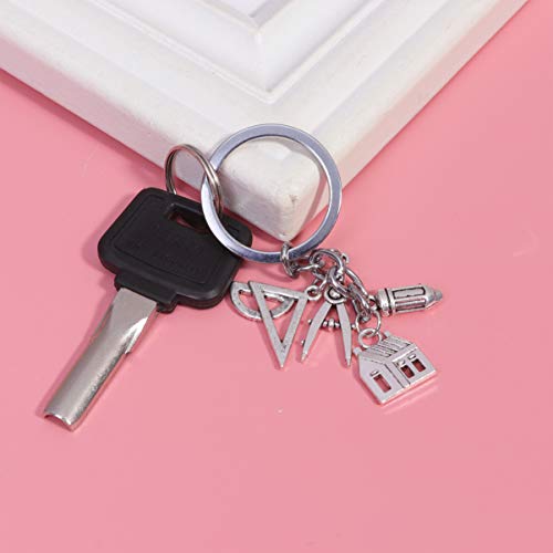 Chaveiro Amosfun para professor de arquiteto, lápis, casa, bússola, geométrico, bolsa, bolsa, pingen