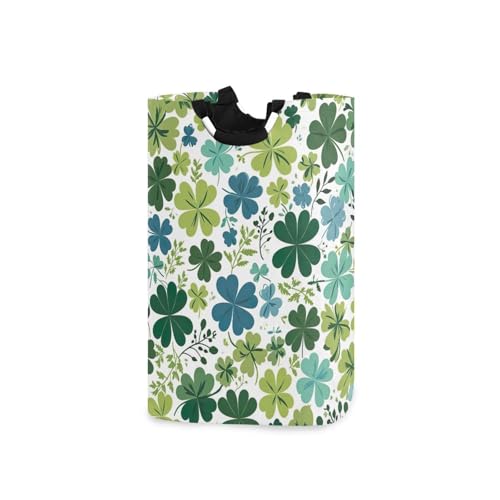 Jihqo Laundry Hamper Basket St Patrick's Clover Pattern Collapsible Nursery Storage Bin Waterproof Clothing Baskets for Home Bedroom Bathroom Washing Room