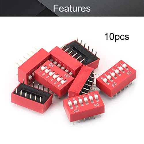 10 Pcs Rouge DIP Switch Horizontal 1-12 Positions 2.54 Pas Pour