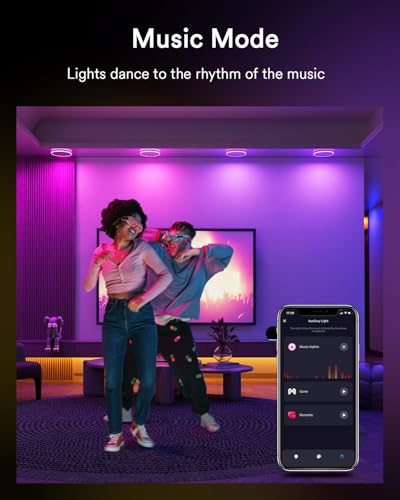 Image of Lumary 6 Inch Smart Recessed Lighting with RGBAI Gradient & Night Ring, 12W | 1000LM Canless Recessed Lights, Music Sync & Custom Scenes, Work with Alexa & Google Assistant, 1 Pack, for Game Room