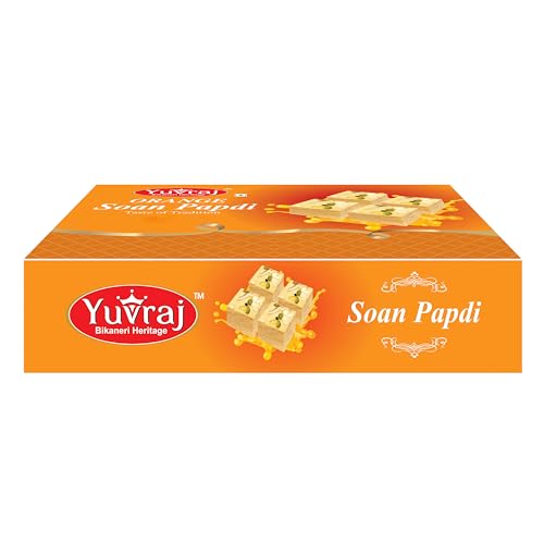 Image of Yuvraj Orange Flavoured Soan papadi (patisa) sweets box (200 gm x 3) Combo pack