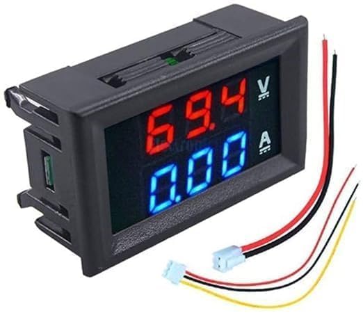 SP Electron 0.28” Red-Blue Display Digital Voltmeter (0-100V) and Ammeter (10A)-LED Display-Digital Voltmeter Ammeter-Voltage Current Tester (Pack of 1 Pcs)