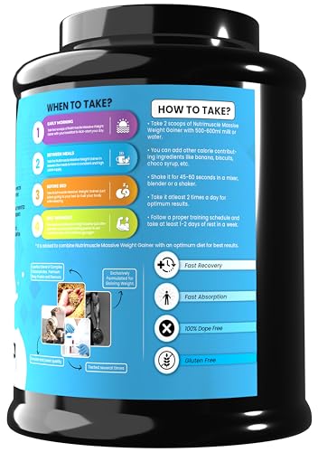 Image of Nutrimuscle Massive Weight Gainer - 7 lbs - Vanilla Flavour - For Weight & Mass Gain - Contains Complex Carbohydrates,Protein and Imported Ingredients
