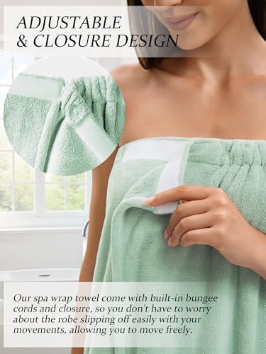 Image of Towel Wrap For Women After Shower,Plush Bath Robe Female,Sauna Spa Wrap Around Towels With Pockets