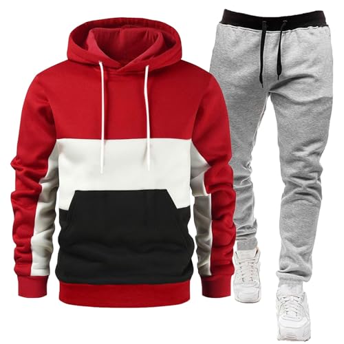 MJGkhiy Tuta Uomo Completa Con Cappuccio Felpata Tute Da Ginnastica Sportive Due Pezzi Felpa e Pantaloni Di Tuta Completo Palestra Taglie Forti Jogging Abbigliamento Sportiva Lavoro Calcio Tracksuit
