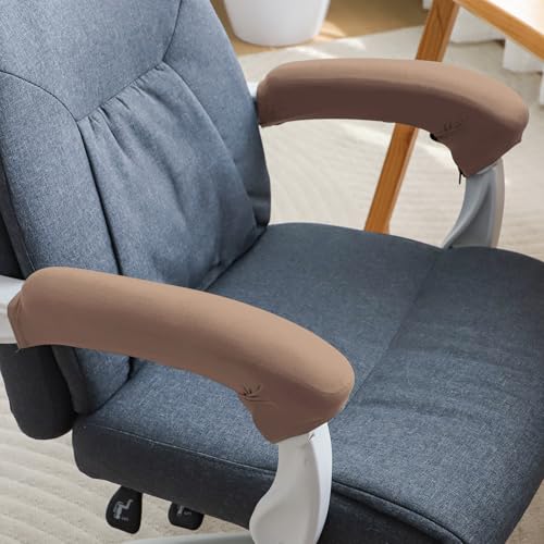 Image of HOKIPO 'SereneSolids' 140 GSM Armrest Covers for Office Chair (Zipper Style), 1 Pair, Dark Camel (AR-5934-DCML)