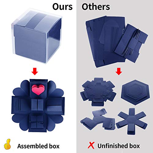 Set de Caja Regalo Explosiva DIY - Álbum de Fotos y Scrapbook Creativo para Amor y Recuerdos (Azul) | Ideal para Cumpleaños, Día de San Valentín, Aniversario, Boda, Navidad y Festividades miniatura 3