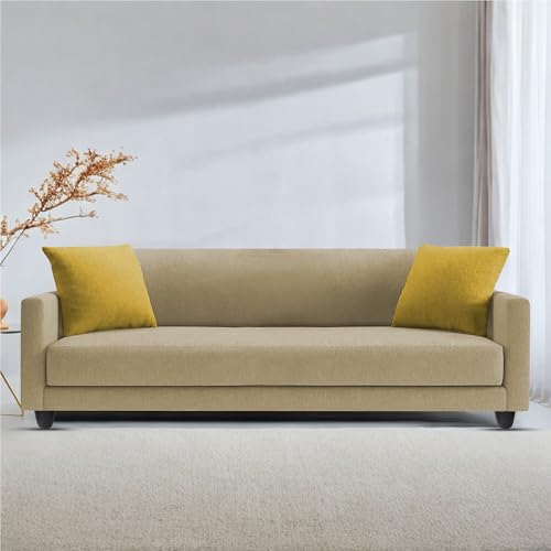 Image of Casaliving Dominic 3 Seater Sofa Set for Living Room (Cream Fabric) Premium Fabric Sofa