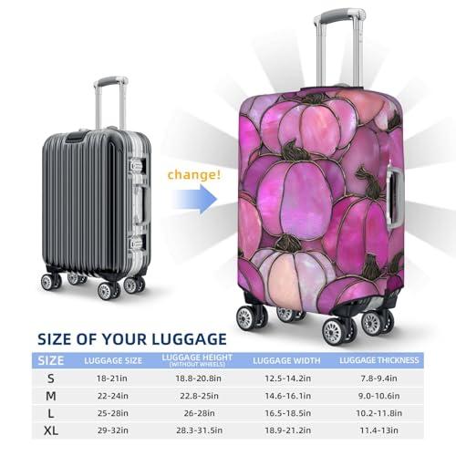 Stained Glass Pink Pumpkins Elastic Travel Luggage Covers Dustproof Scratch-Resistant Suitcase Protector Fit 22-24 Inch4