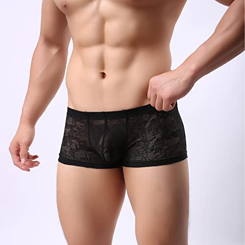 Evankin Men Breathable Underwear See Through Sexy Boxer Briefs Mesh Transparent Pants Male Soft Bikini Lace Underpants2