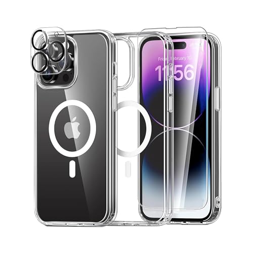 La mejor comparación de Fundas los más recomendados. 49 CELULARTE Kit 3 en 1 Compatible con iPhone, Funda Transparente Antiamarilla Compatible con Magsafe + Protector de Pantalla + Mica para Cámara, Protección Completa (iPhone 13)