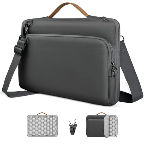 NIMOSA Maletín Portátil 15,6 Pulgadas Laptop Bag con Protección Total Air Cushion Funda Impermeable Bolsa para portátil, Ideal para Trabajo y Viaje, Compatible con MacBook Gris