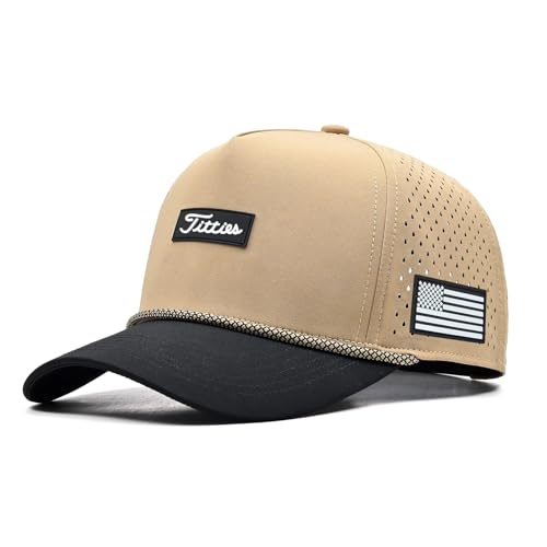 Image of Curves & Clubs Titties Golf Hat - Funny Golf Hat, Titties Hat - Funny American Hat - Men's Gifts (Cotton, White-Black)