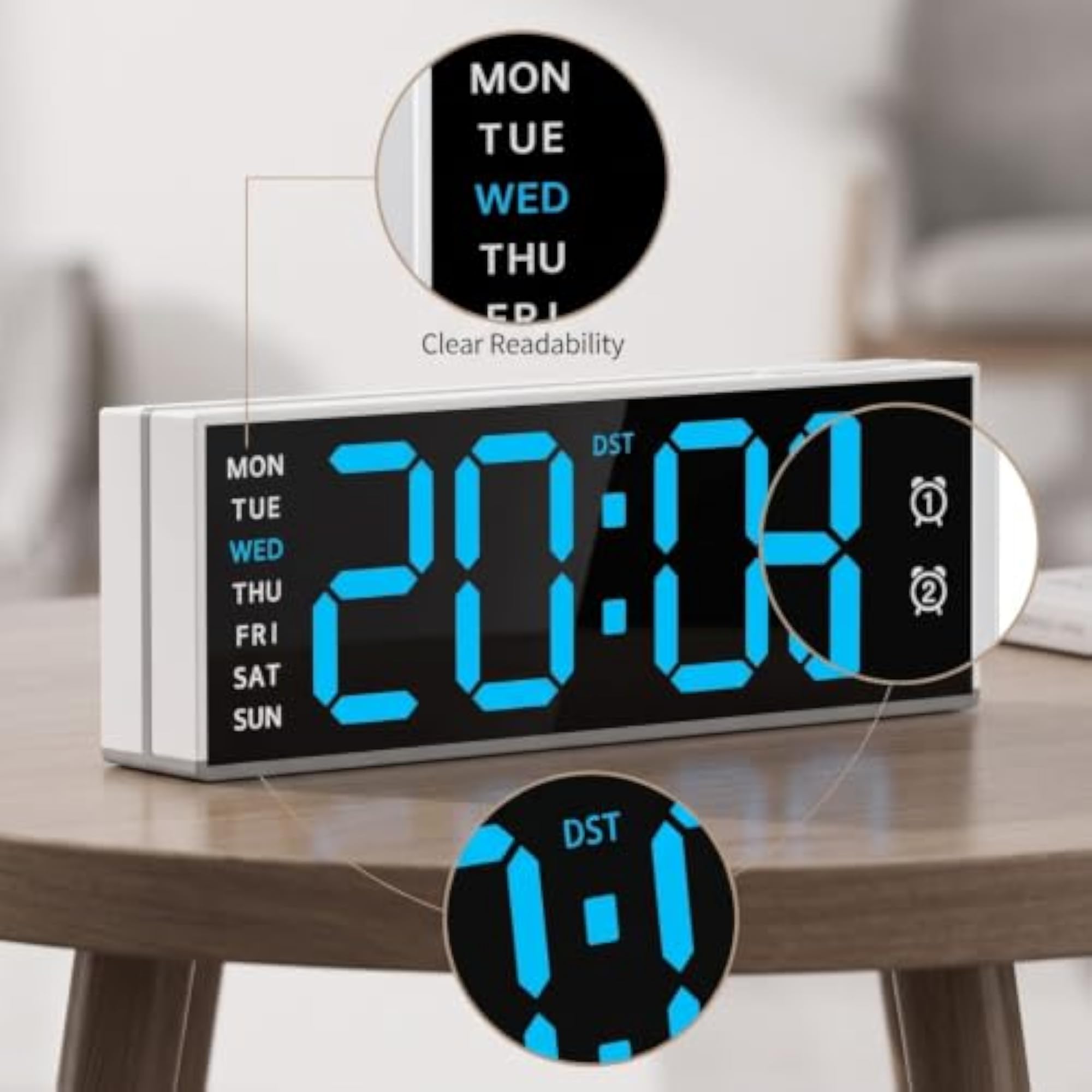 Large Numbers Digital Clock with Edge Lighting for Bedside