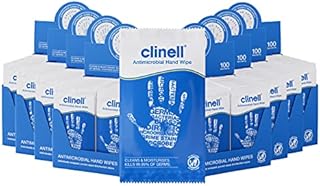 Clinell CAHW100-1 Antimicrobial Hand Wipes Ideal for Travel - 8 Pack of 100 Sachets - Dermatologically Tested, Kills 99.99% of Germs