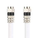Postta Digital Coaxial Cable(50 Feet) Quad Shielded White RG6 Cable with F-Male Connectors