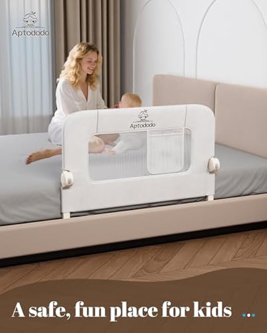 Upgraded Bed Rails for Toddlers with U-Shape Base, 33 Toddler Bed Rails with More Stable and Secure, Suitable for Crib, Twin Bed, High/Low Mattresses, Box/Platform Bed(White)