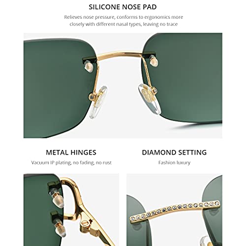 HEPIDEM Rimless Rectangle Zircon Diamonds UV400 Square Sunglasses for Men with Nylon Lens3