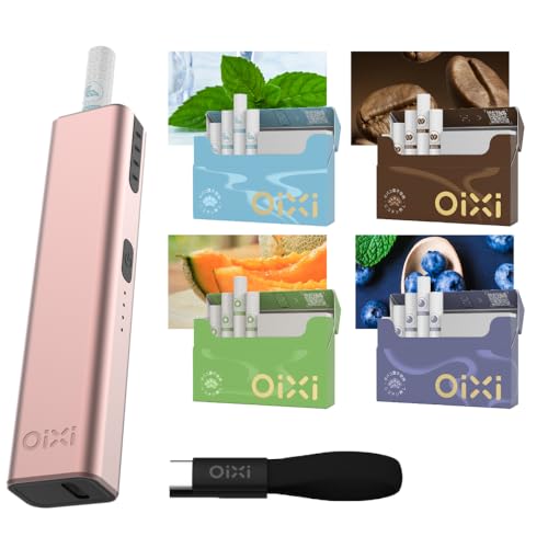 (サクラ)Oixi 加熱式タバコHNB スターターキット 【本体(USBケーブル付き)+フレーバー4種 (各20本)】 ニコチン0 アイコス HNB互換機 15秒予熱 軽量 温度調節 自動清掃 バイブレーション機能 電子タバコ (ILUMAは除外)