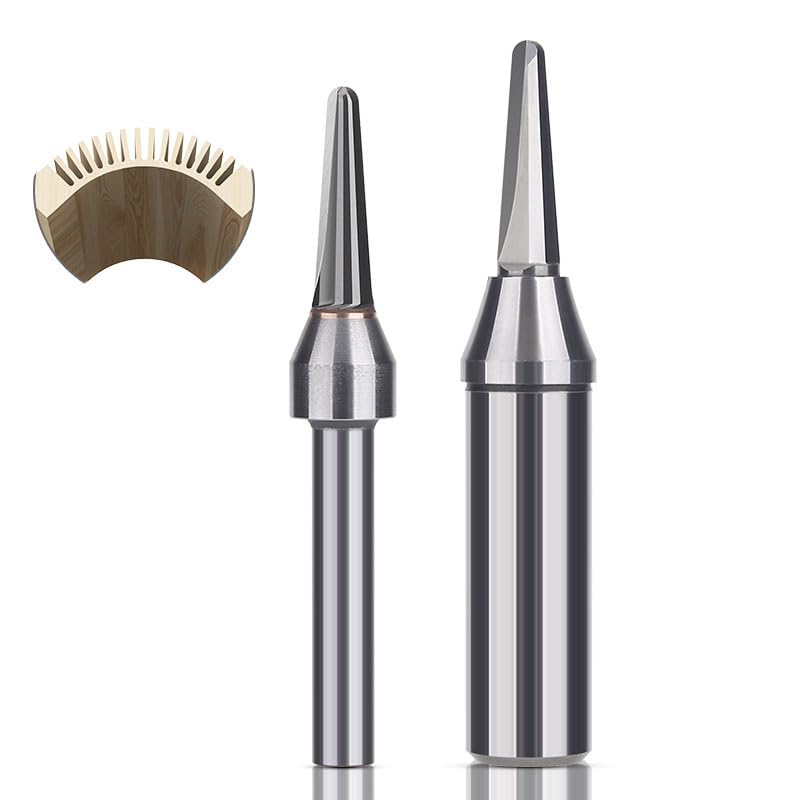 HUHAO 1/2 Inch TCT Router Bits, R1.6mm Rounded Bottom Arc Grooving Cutter for Wood Bending, CNC Milling Smooth Grooves in Solid Wood, Plywood, MDF for Furniture & Door Panels