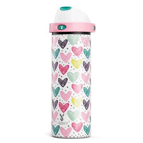Image of 24 oz Valentine's Day Water Bottle: Meoky Stainless Steel Water Bottle with Straw and Spout Lid - Leak Proof, Cold for 24 Hours, Fits in Car Cup Holder, Valentines Day Gifts for Him Men Husband, Heart