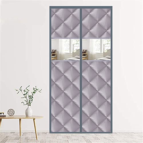 Liveinu Magnetic Thermal Insulated Door Curtain Storm Wind Fleece Insulation Curtian Screen Door With Window Weatherproof Waterproof Prevent Energy Loss 31" W X 82" L Pu Leather Grey #TOP15